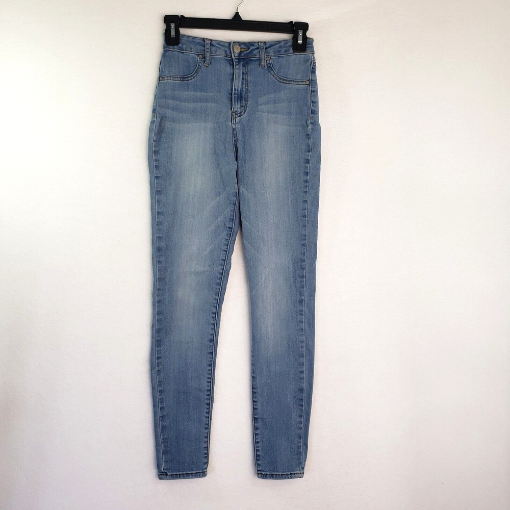 RSQ Jeans Juniors Size 3 LA Super High Rise Skinny Stretch Denim Blue Retro Y2K